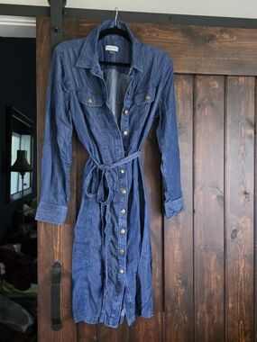 Calvin Klein Button-Front Denim Shirt Dress